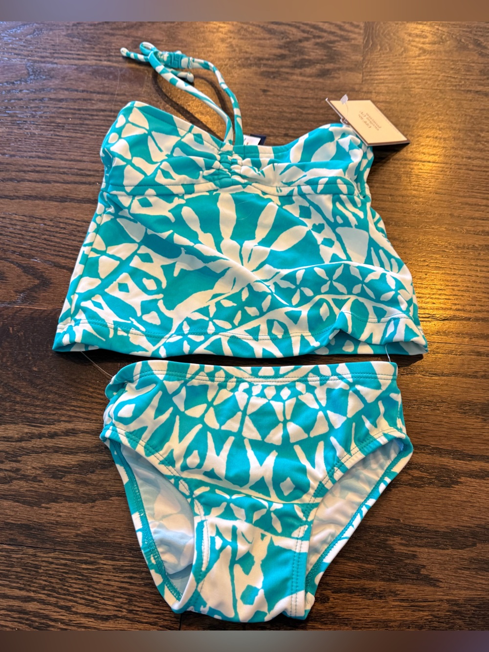 GAP Teal and White Abstract Print Swim Set